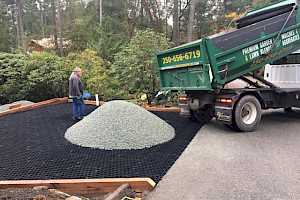 Core Gravel system being installed at a residential gravel parking